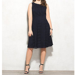 Navy Blue Eyelet Dress - Dress Barn, size 16